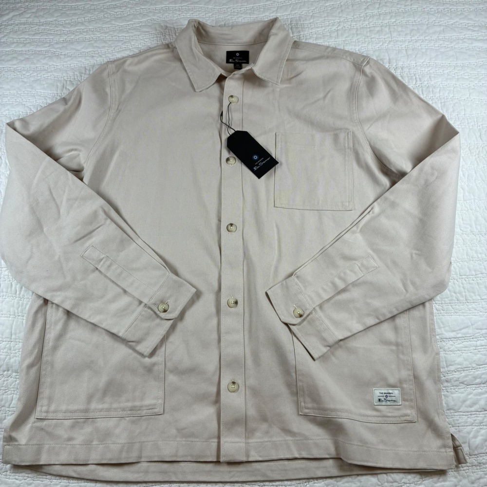 NWT Ben Sherman Chore Jacket Mens XXL Beige Cotton Twill Utility Coat Shacket